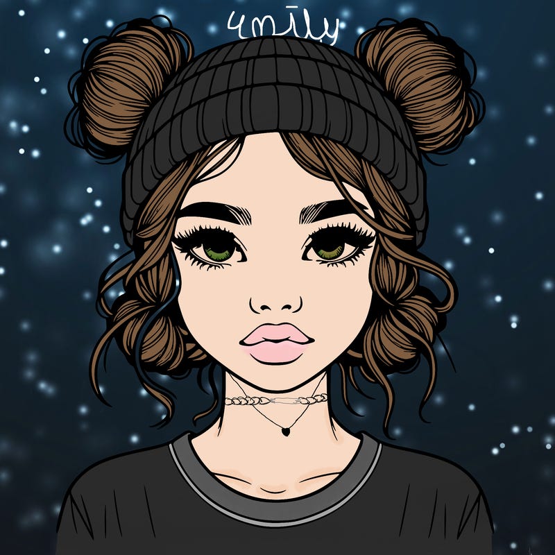 realistic girl with buns in her hair with a beanie on