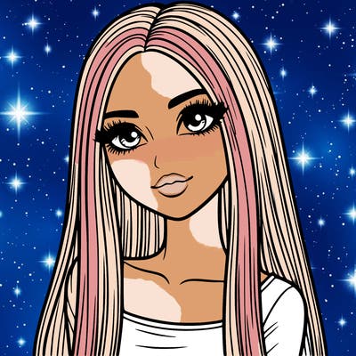 realistic girl with straight and long hair