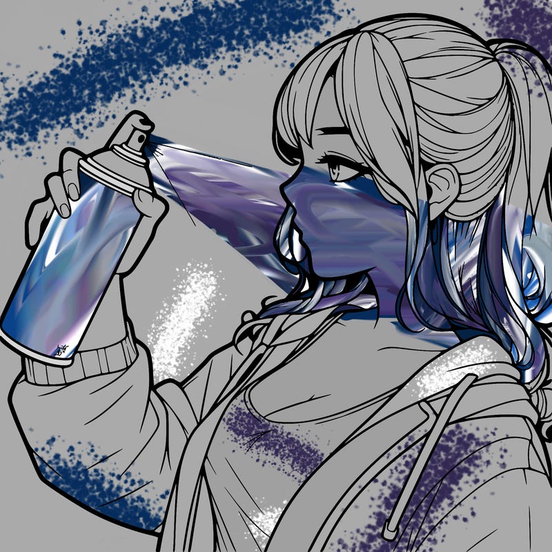 a realistic girl spray, painting