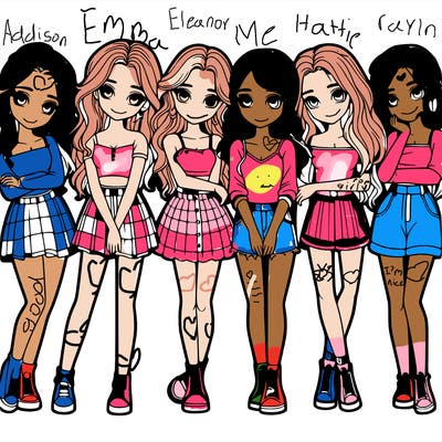 a group of girls realistic