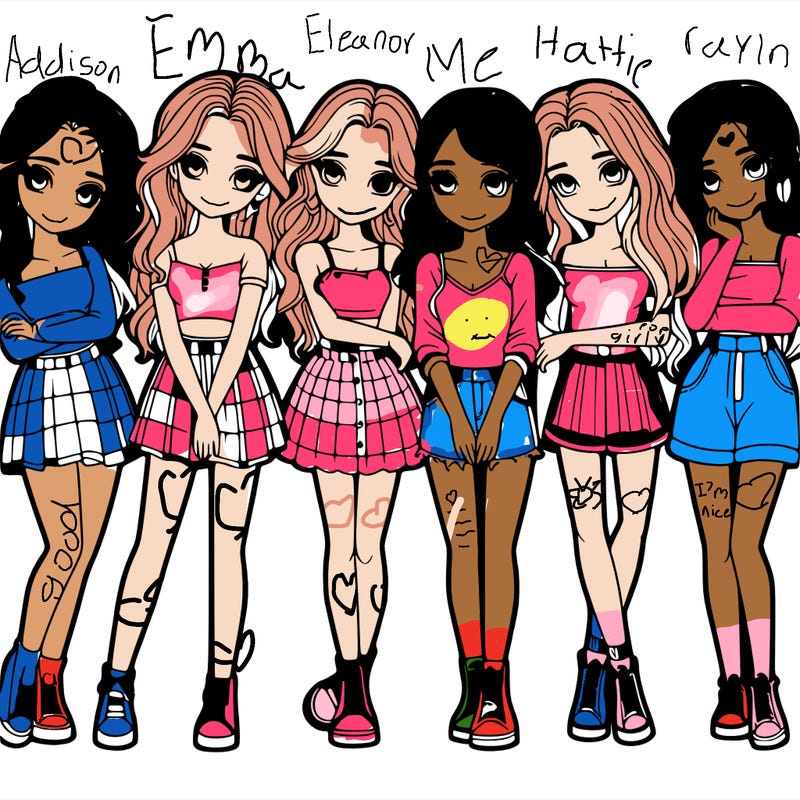 a group of girls realistic