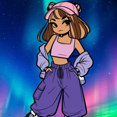 girl in crop top and baggy pants