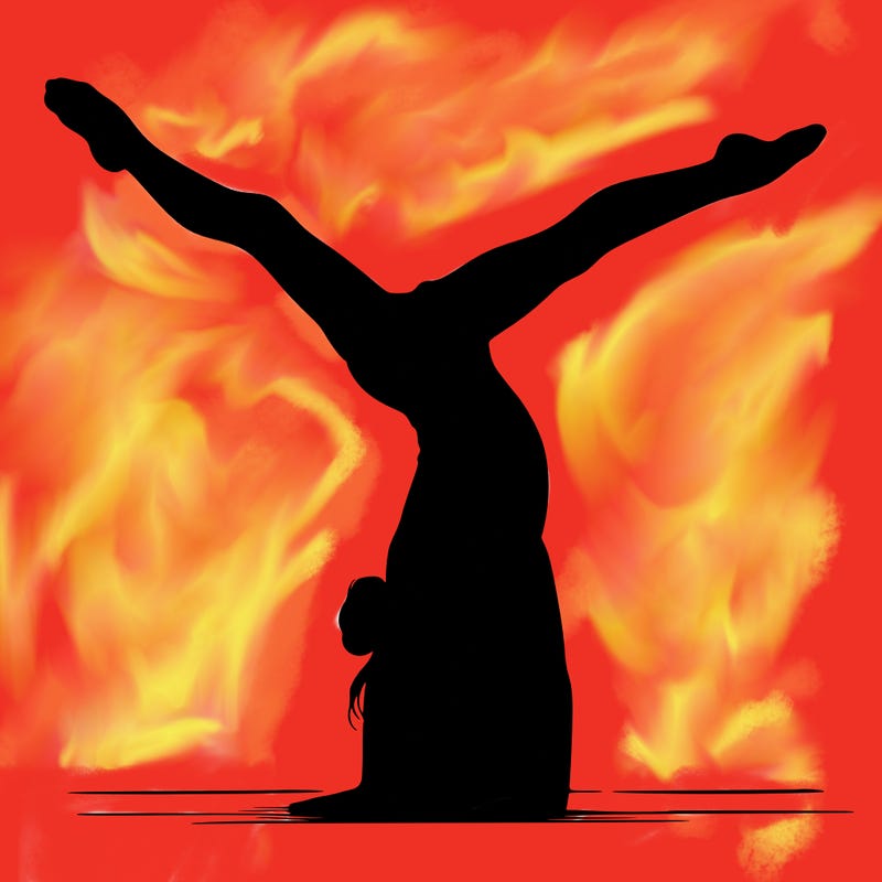 realistic gymnastic hand stand girl in four splits