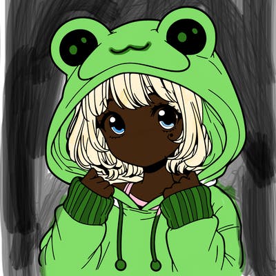 a cute teenage girl wearing a frog hoodie