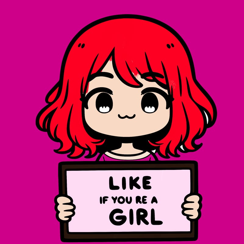 a cute girl holding a sign that says like if you’re a girl