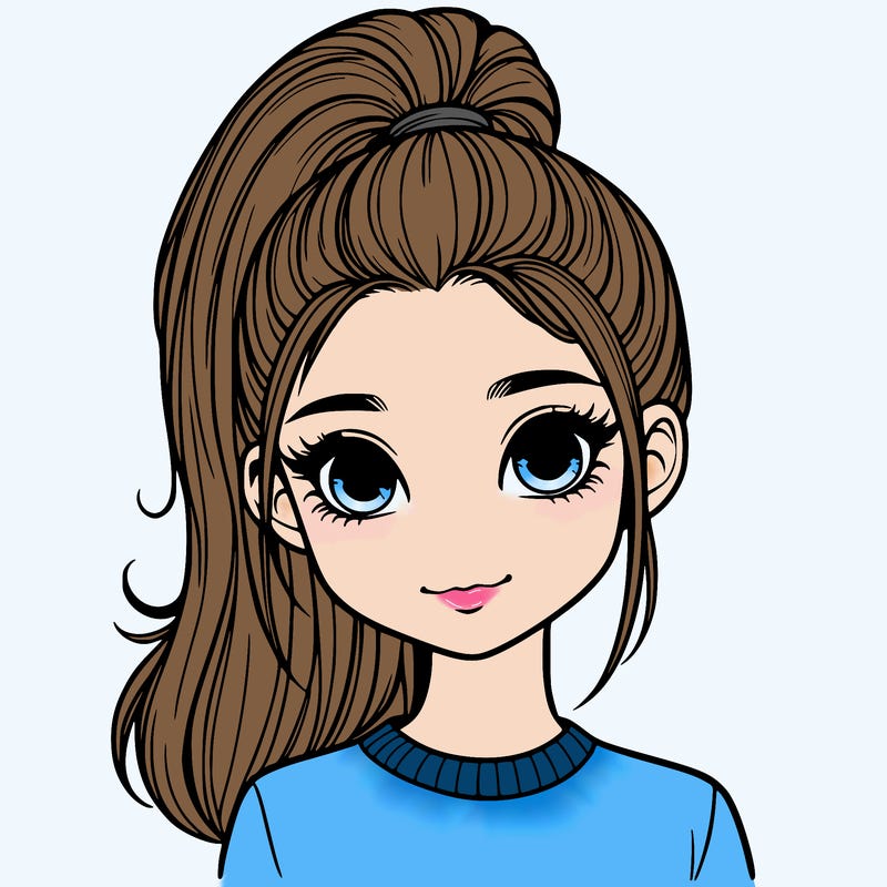 realistic yet cute teen girl with a high pony tail