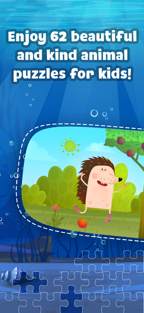 Kidify: Puzzle Games for Kids - Animated hedgehog puzzle game for kids in the Kidify app