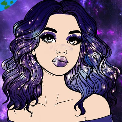 realistic girl with wavy hair and lips