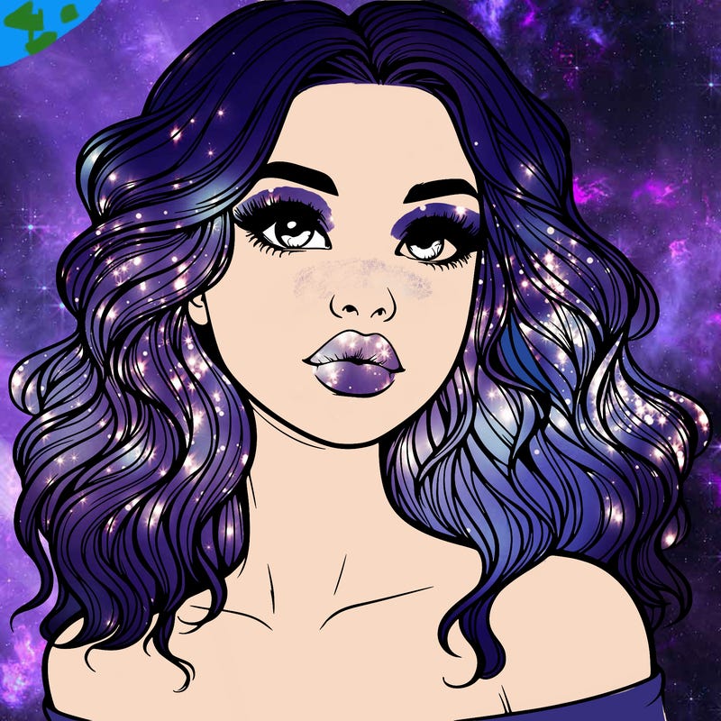 realistic girl with wavy hair and lips