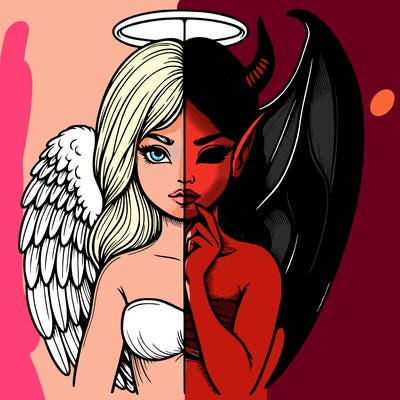 realistic angel half demon