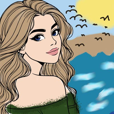 beautiful woman looking back