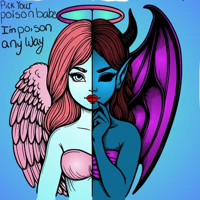 realistic angel half demon