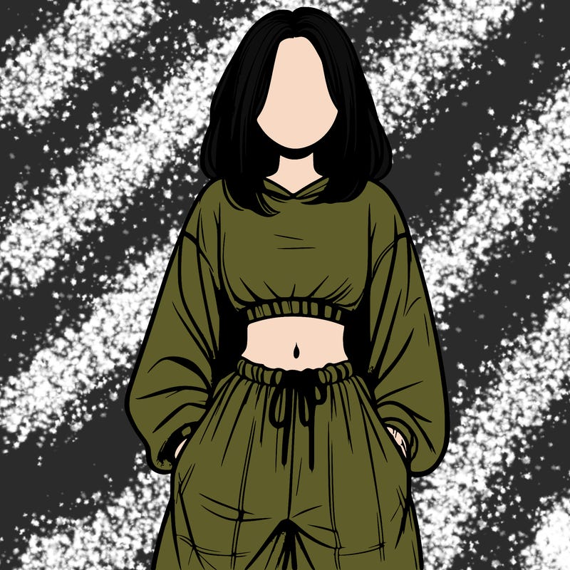 realistic girl faceless with baggy pants and a crop top
