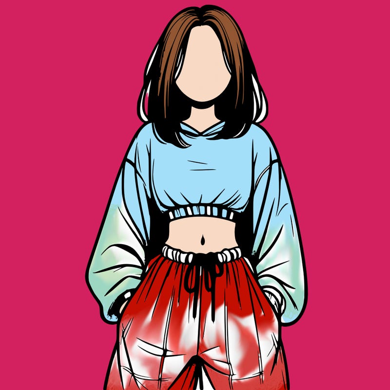 realistic girl faceless with baggy pants and a crop top