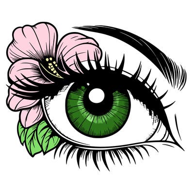 realistic eye with flower
