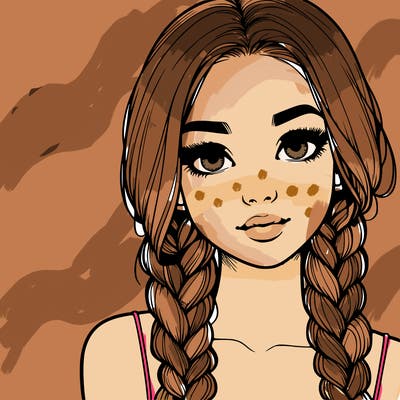 realistic girl with braids