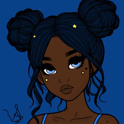 realistic girl with space buns