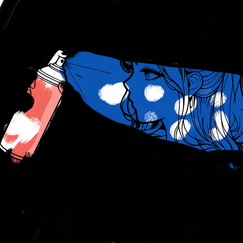 a realistic girl spray, painting