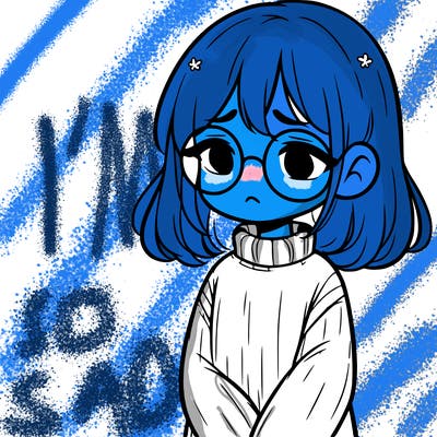 sad girl with glasses in a sweater
