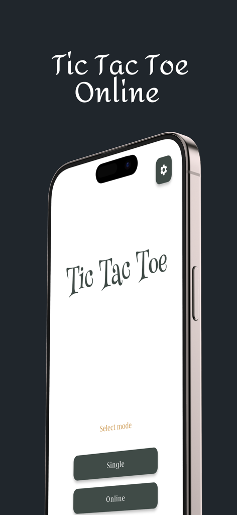 Tic Tac Toe - Online & 2Player - Minimalist Tic Tac Toe app home screen with single and online game modes.