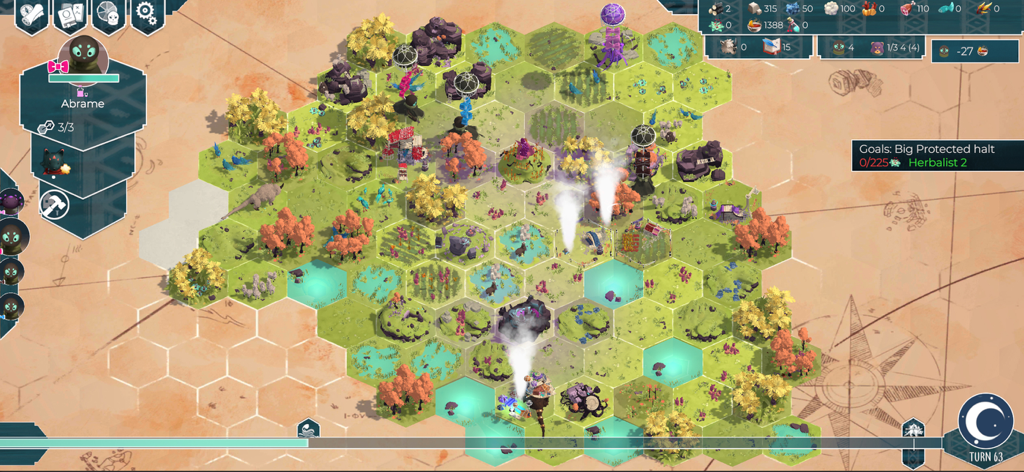 As Far As The Eye - Eine strategische Spielkarte mit sechseckigen Kacheln und handgezeichnetem Kunststil in As Far As The Eye