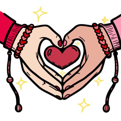 heart hands with friendship bracelets