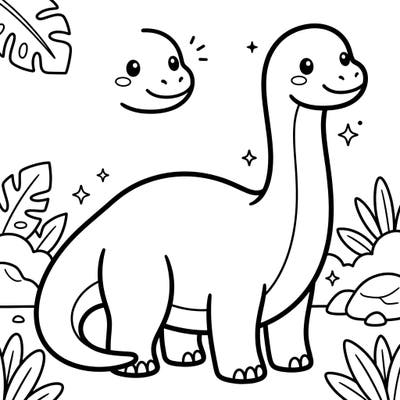Discover the cutest dinosaur ever with this charming Kawaii Dreadnoughtus coloring page. Transform this prehistoric giant into an adorable friend with your favorite colors and creative flair.