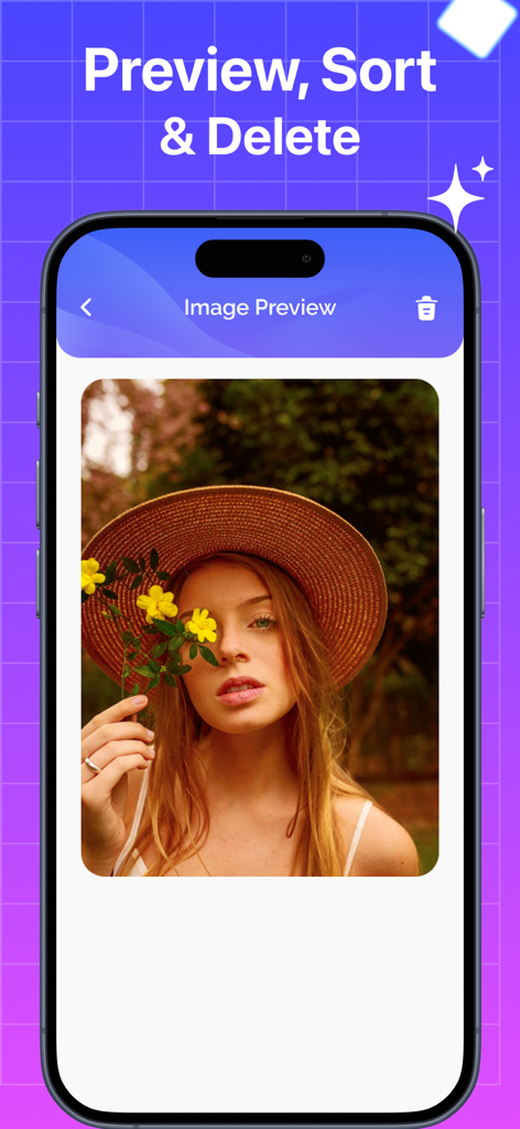 Phone Storage - Junk Removal - iPhone storage app preview screen for sorting and deleting photos