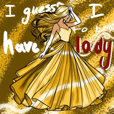 realistic woman with dress flowing in the wind