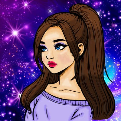 realistic girl with a high ponytail