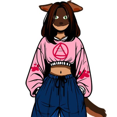 realistic girl faceless with baggy pants and a crop top