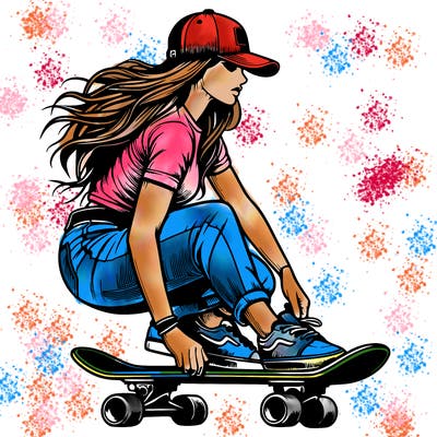 realistic girl skateboard rider