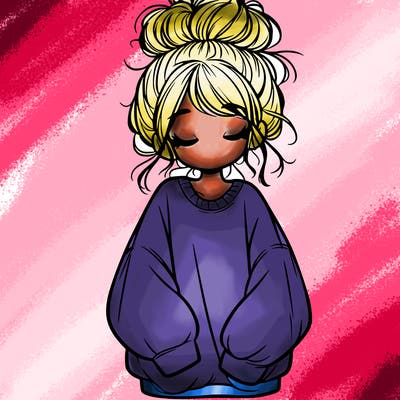 girl with baggy sweatshirt and messy bun