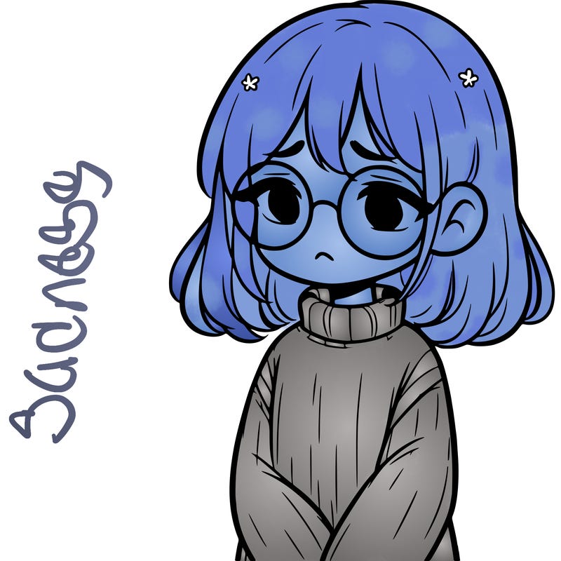 sad girl with glasses in a sweater