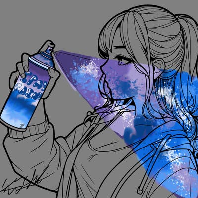 a realistic girl spray, painting