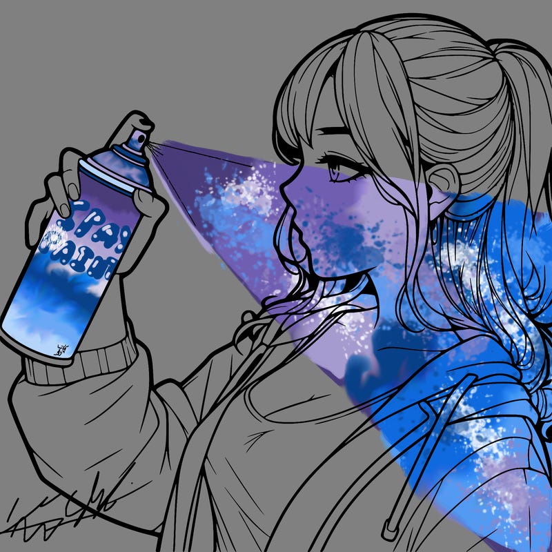a realistic girl spray, painting