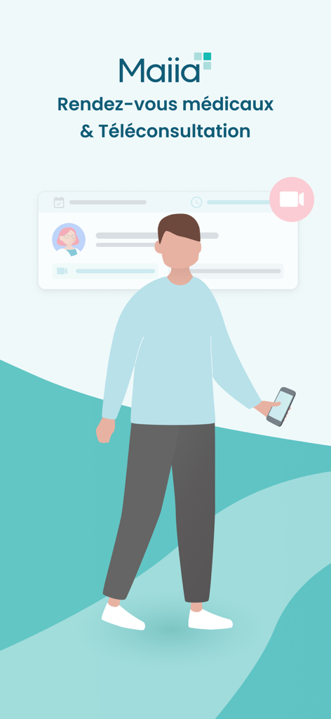 Maiia - Téléconsultation & RDV - Maiia app interface for scheduling medical appointments and teleconsultations