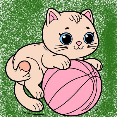 cat on ball