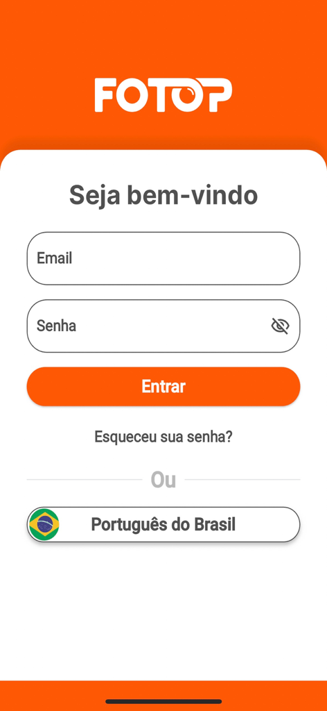 Login screen for Fotop event photography application