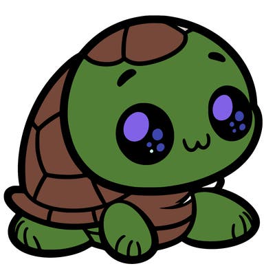 cute little animated turtle