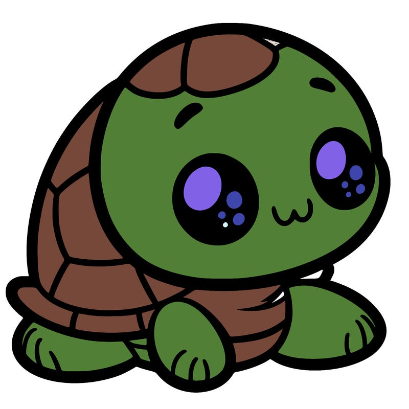 cute little animated turtle