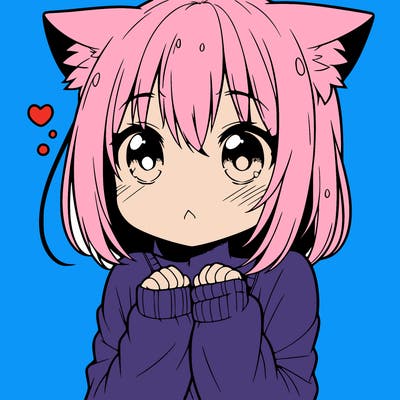 shy anime catgirl