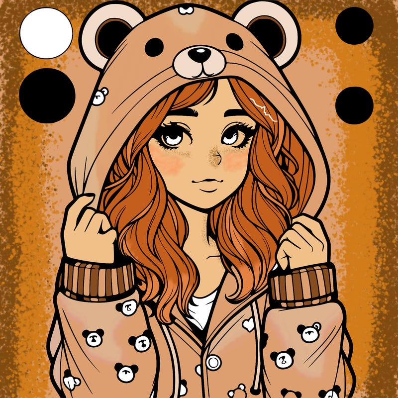 realistic girl in a animal pjs hoodie