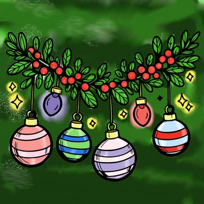 christmas garland with big bulbs