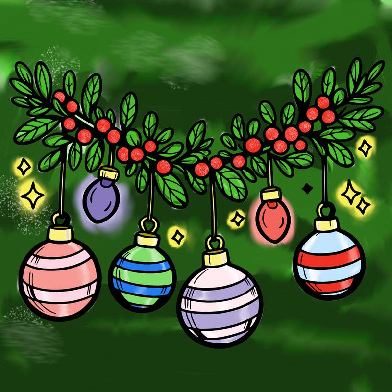 christmas garland with big bulbs