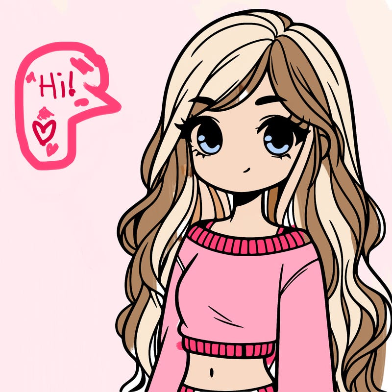 girl with long hair and a crop top with a sweater