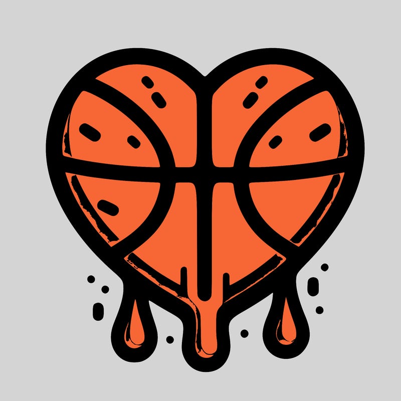 simple basketball heart with drip
