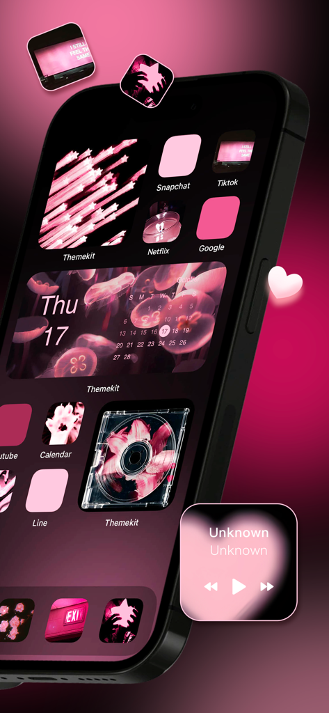 ThemeKit: Widget & Icon Themes - Pink aesthetic iPhone theme with custom icons and widgets from ThemeKit