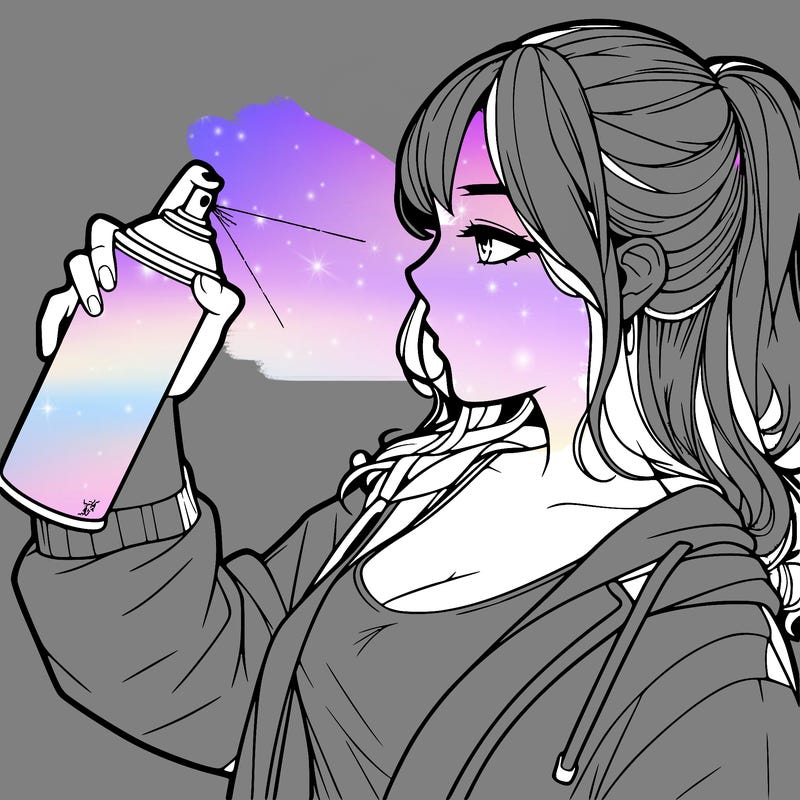 a realistic girl spray, painting