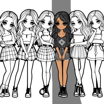 a group of girls realistic